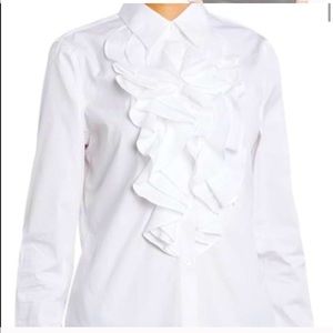 SOLD; White Ralph Lauren Ruffle frill formal blouse